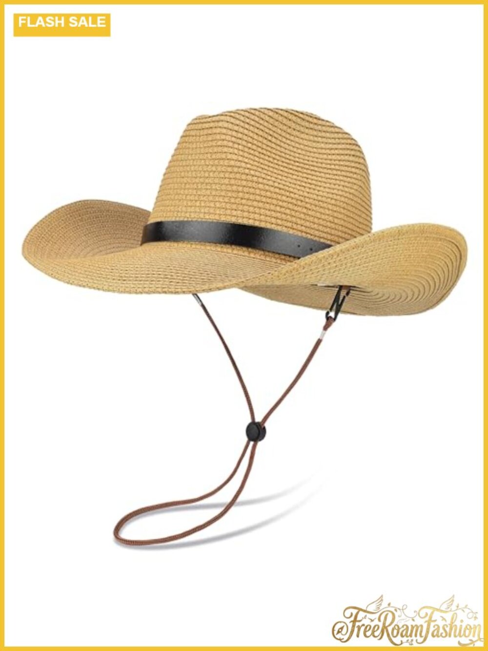 Straw Cowboy Hat Adjustable Western Sun Hat Shapeable Brim UV Protection